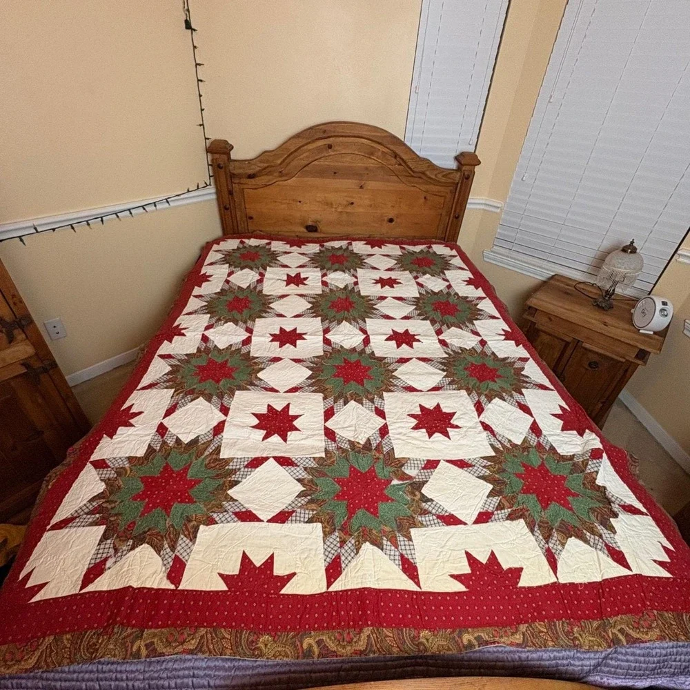 Antique Log Cabin Quilt Full Double Antique Fit Summer Weight Hand Quilted 1920s